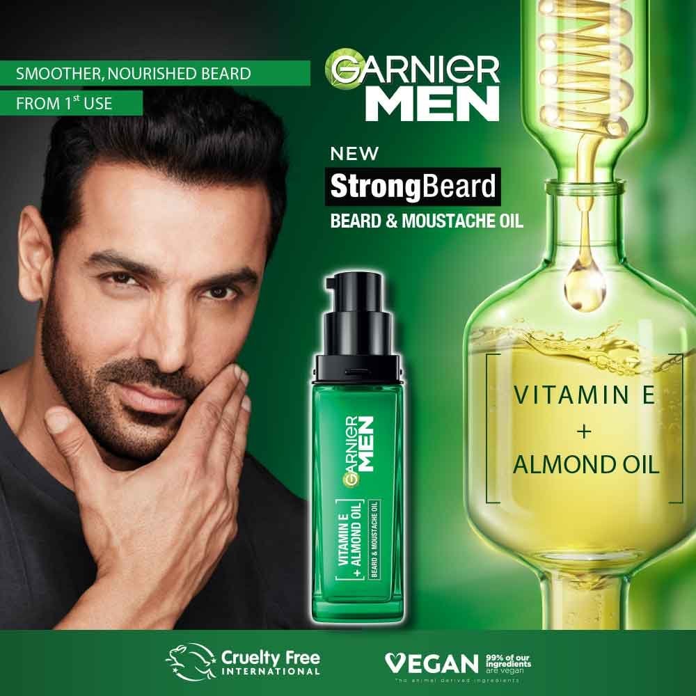 Garnier Men Strong Beard & Moustache Oil - With Vitamin E