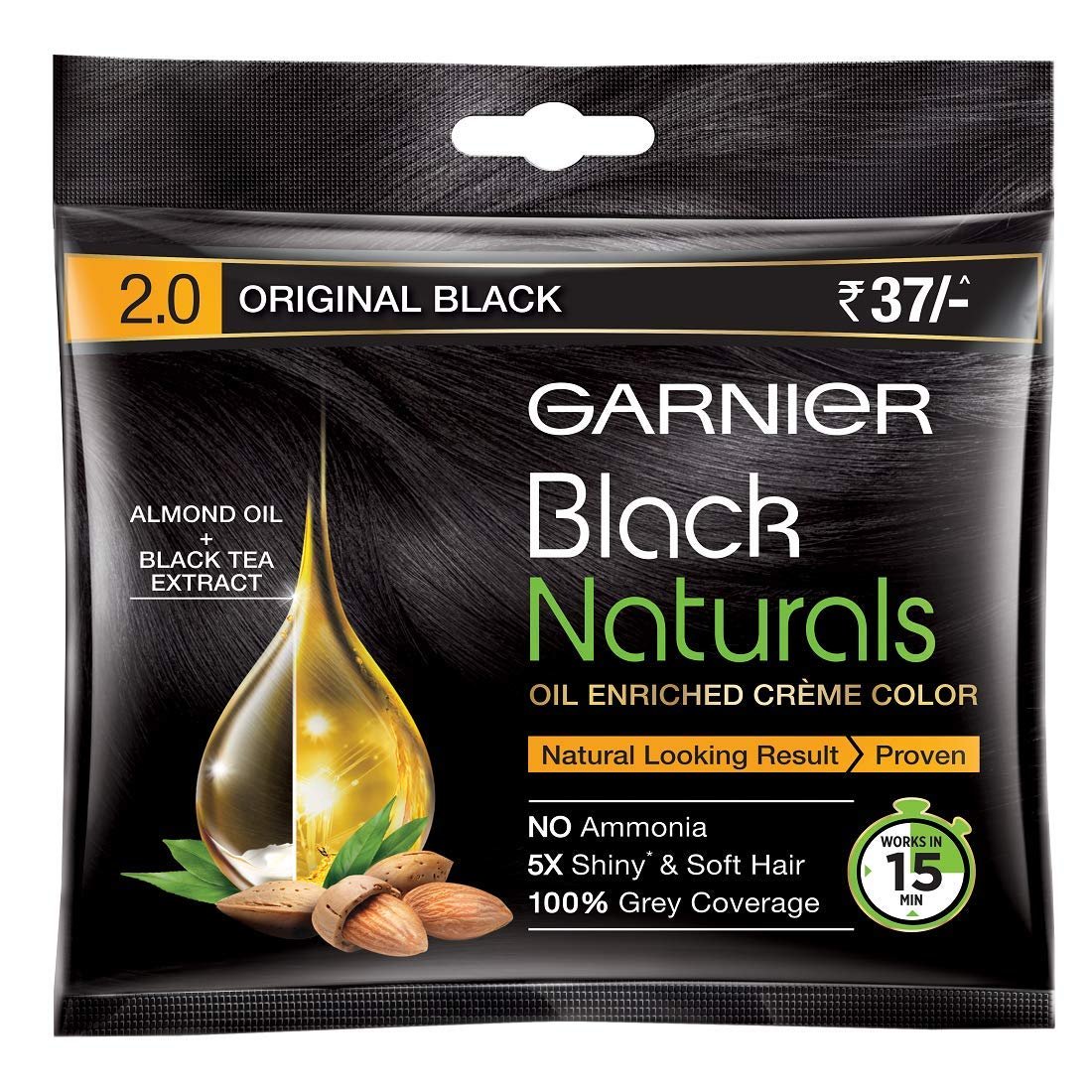 Garnier Black Naturals Hair Color For Men & Women Shade 2.0 Original
