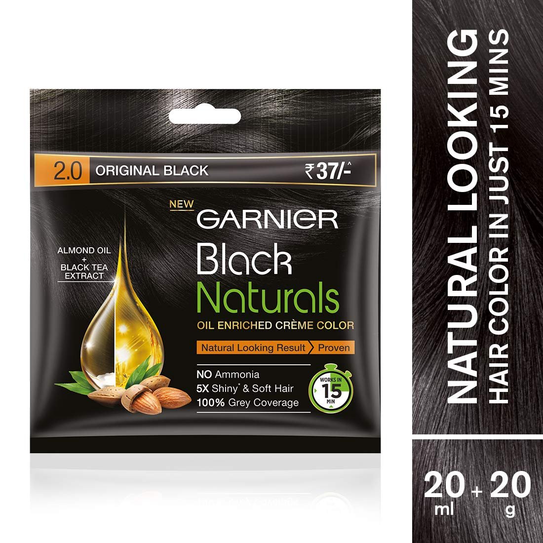 Garnier Black Naturals Hair Color For Men & Women Shade 2.0 Original