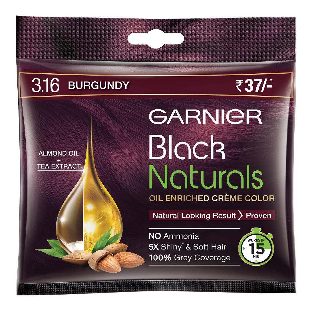 Garnier Black Naturals Burgundy Hair Color For Men & Women Shade 3.16