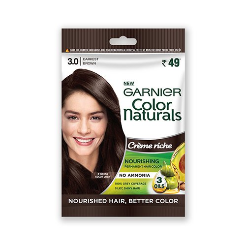 New Garnier Color Naturals Hair Color Sachet Shade 3 Darkest Brown