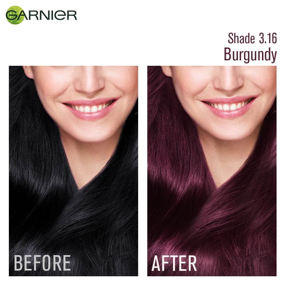 Garnier Hair Color Burgundy Pouch - Before After Image