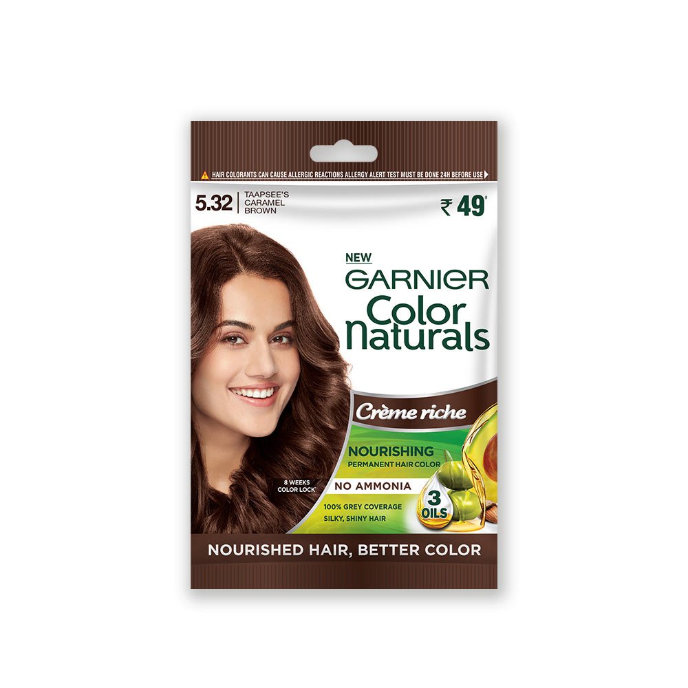 New Garnier Color Naturals Hair Color Sachet Shade 5.32 Caramel Brown
