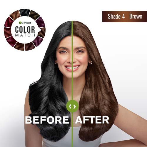 garnier shade 4 brown hair color before after