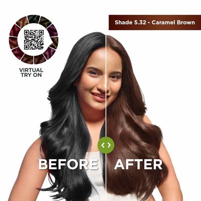 Color Naturals Shade 5.32 Caramel Brown Before After Image
