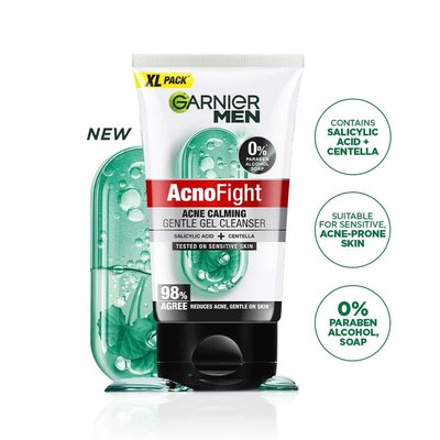 Explore Garnier Men Acno Fight Acne Calming Gentle Gel Cleanser