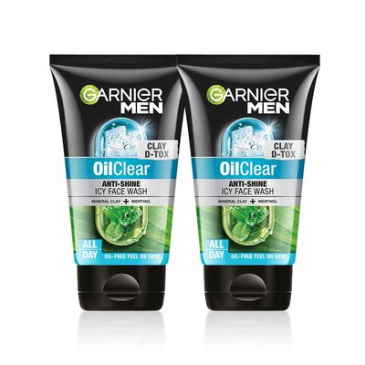 Garnier Men Oil Clear Anti Shine Icy Face Wash Pack of 2 - 100 GM