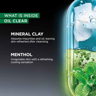 Oil Clear Face Wash for Men Contains Mineral Clay and Menthol