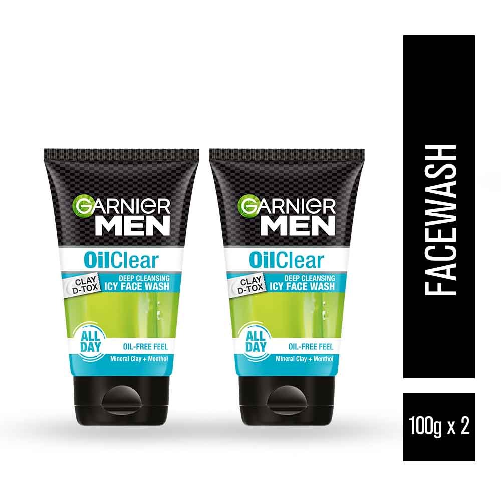 Garnier Men Oil Clear Clay D - Tox Facewash (100g + 100g)