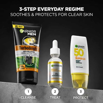 Skin Care Routine for Men with Turbo Bright Anti Pollution Double Action Foam