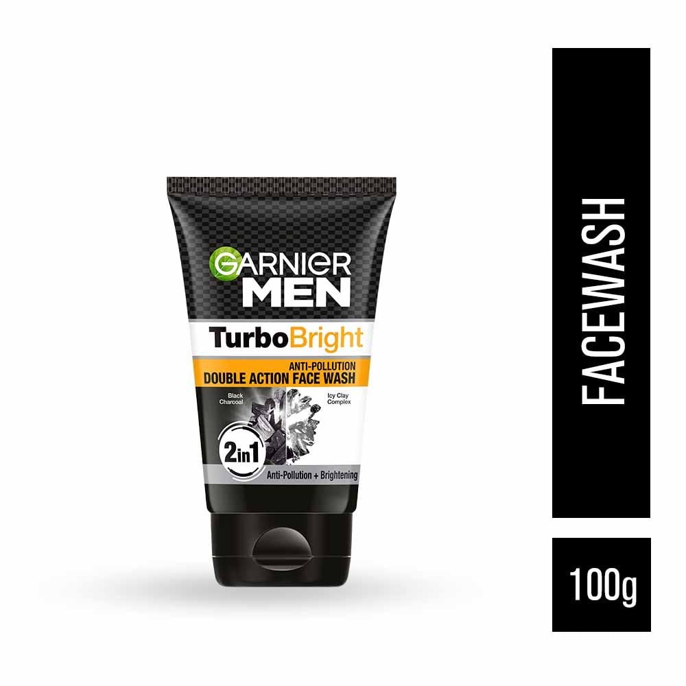 Garnier Men Turbo Bright Anti-Pollution Double Action Face Wash 100g