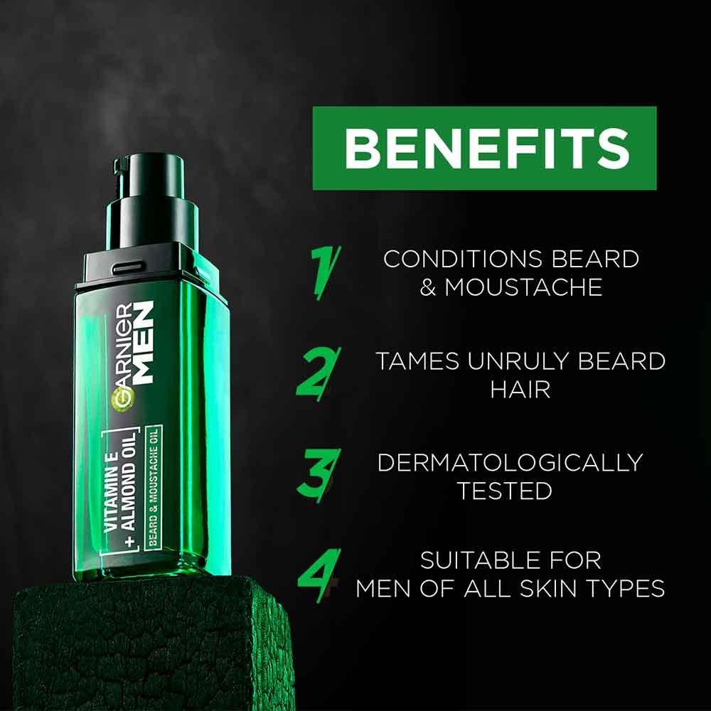 Benefits Garnier Men Strong Beard & Moustache Oil