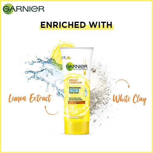 Garnier Facewash - Enriched with Lemon Extract & White Clay