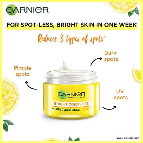 Garnier Bright Complete Serum Cream - Reduces Dark Spots, Pimple Spots, UV Spots