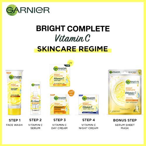 Try the Garnier Bright Complete Vitamin C Skin Care regime