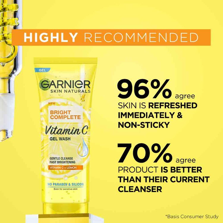 Garnier Bright Complete Vitamin C Gel Facewash Gentle Cleanser for