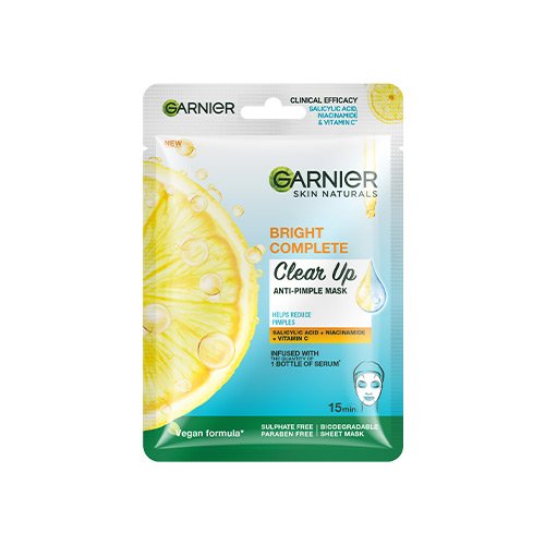 Garnier Bright Complete Clear Up Anti Pimple Face Sheet Mask