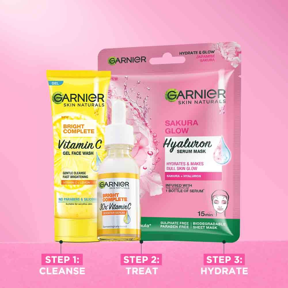 garnier sakura glow sheet mask range