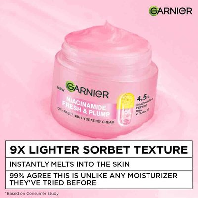 Garnier Niacinamide Fresh & Plump Moisturizing Cream with 9X Lighter Sorbet Texture