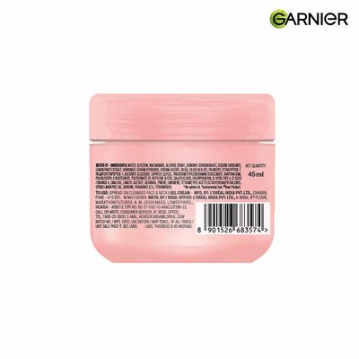 Back of Garnier Niacinamide Fresh & Plump Sorbet Cream