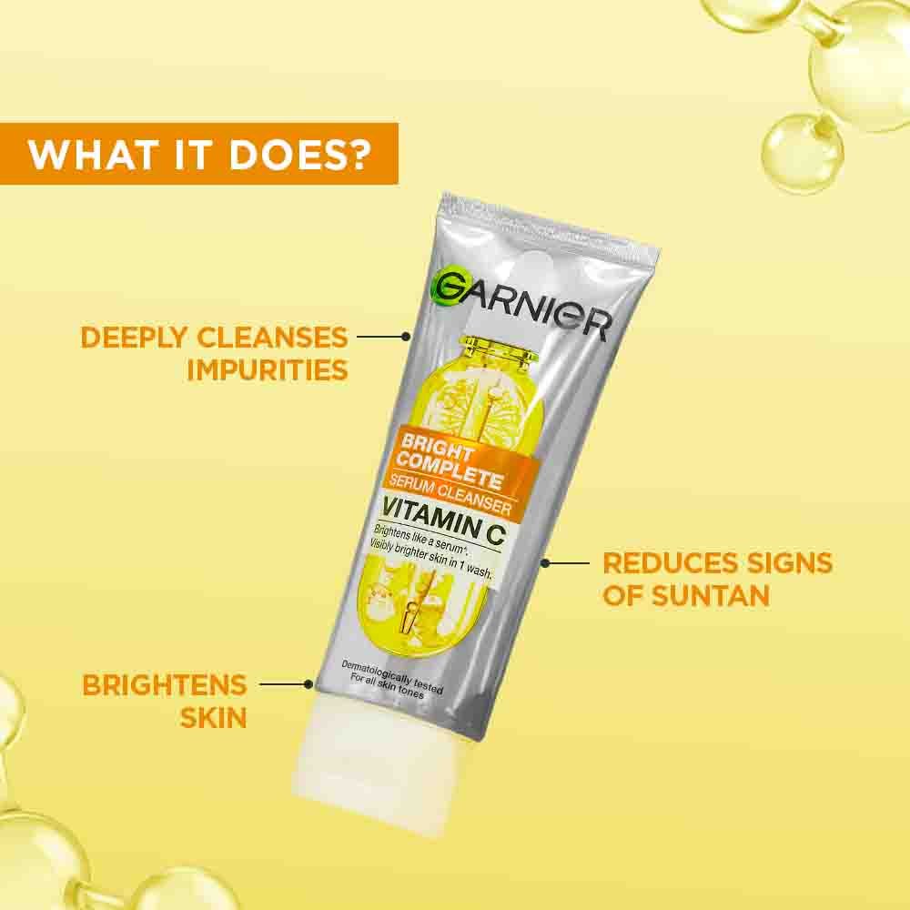 Garnier Vitamin C serum cleanser removes impurities and excess oil