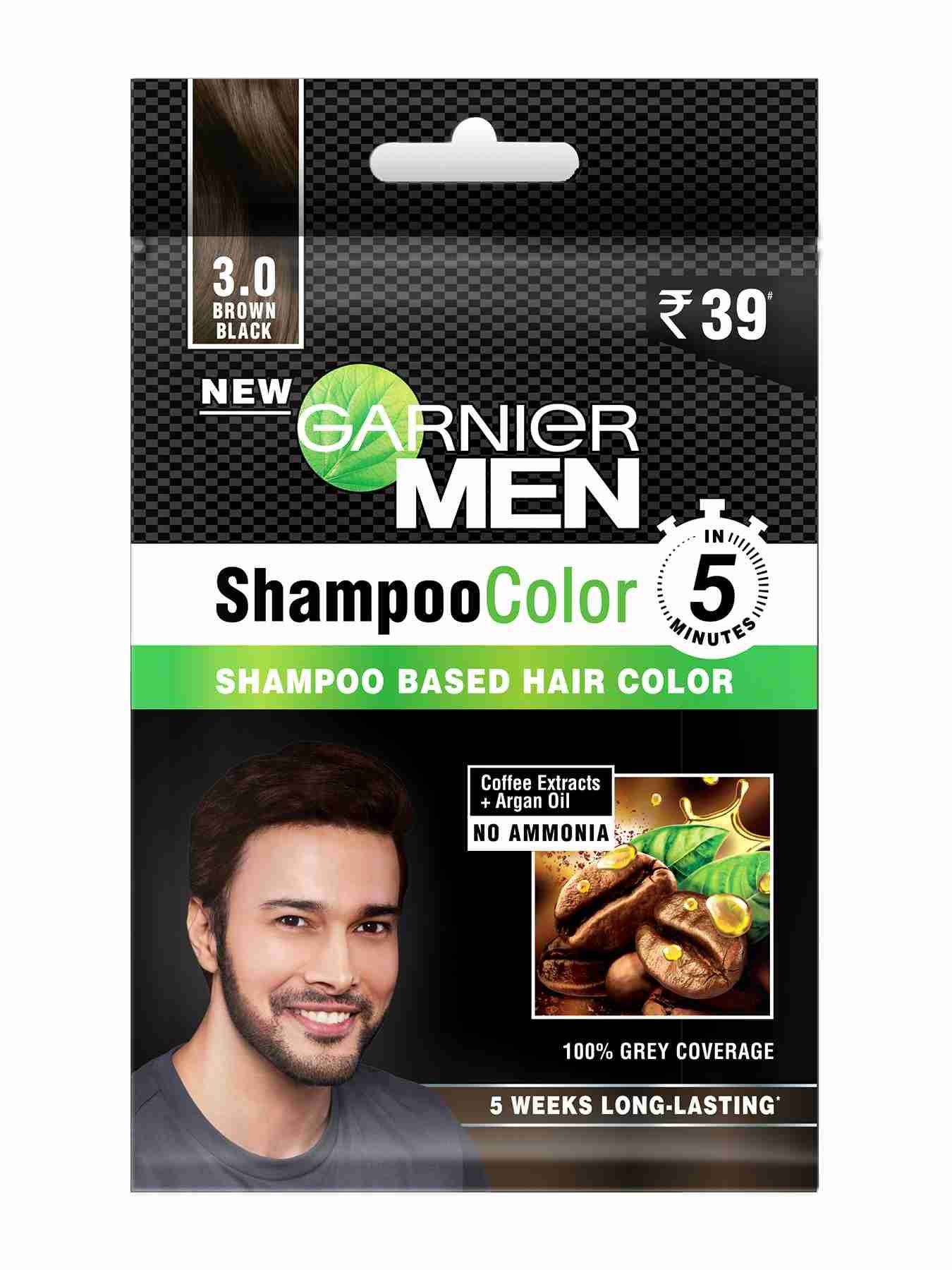 Garnier Men Shampoo Hair Color Shade 3 Black Brown